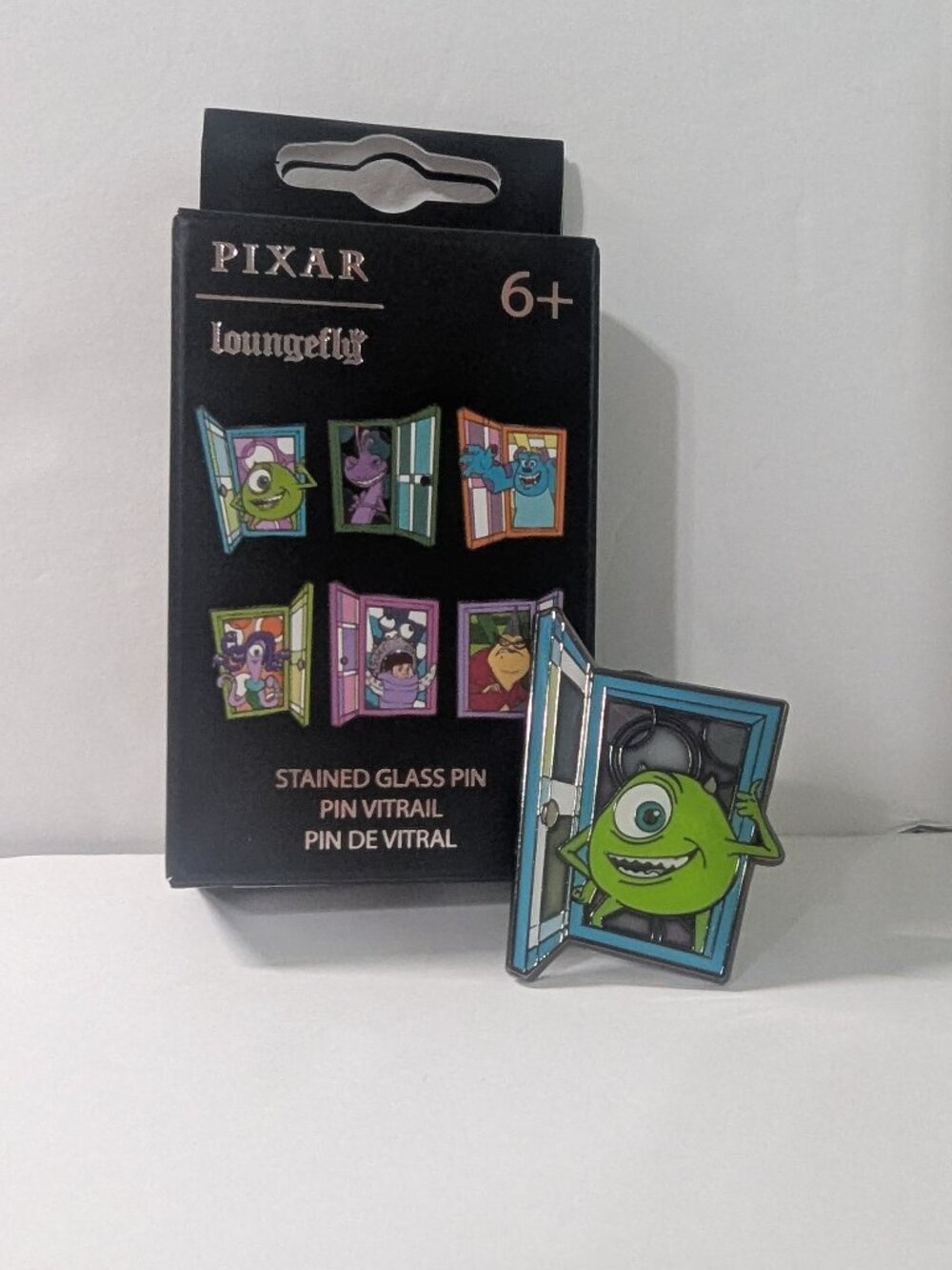 Loungefly Pixar Monsters, Inc. Stained Glass Doors Enamel Pin - Mike Wazowski